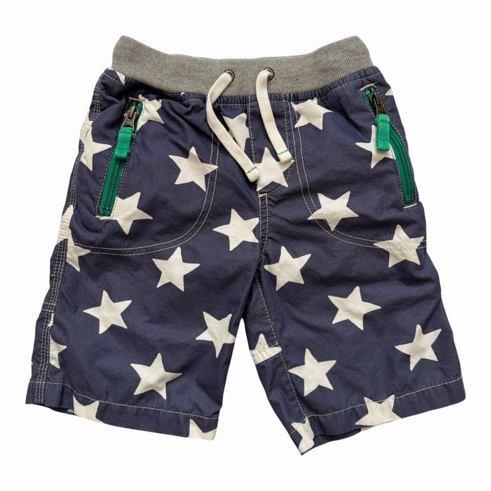 Mini Boden Shorts Boys 5Y Blue Star Print Pull On Chino Pockets Casual Play